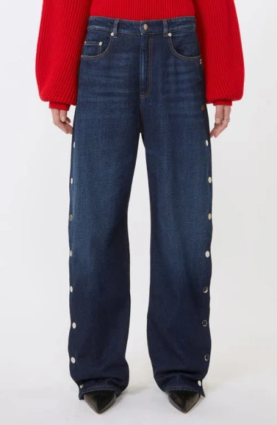 Sportmax Lichene Side Snap Wide Leg Jeans In Blue