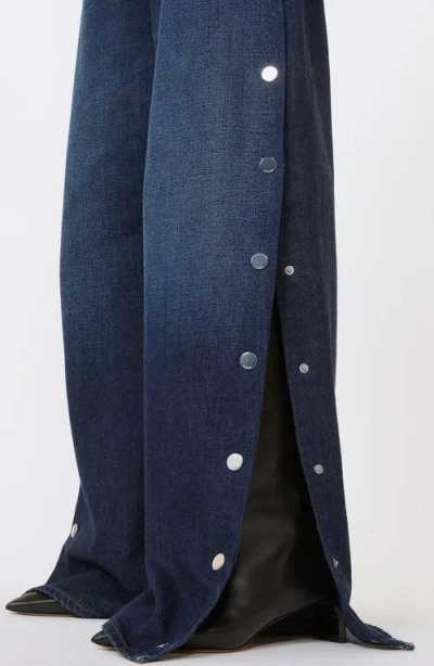 Sportmax Lichene Side Snap Wide Leg Jeans In Blue