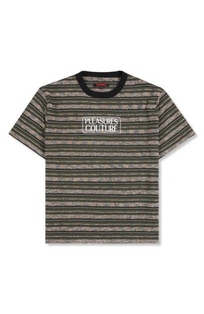 Pleasures Embroidered Couture Stripe T-shirt In Green