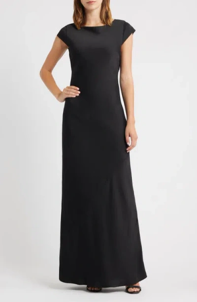 Wayf Johanna Open Back Gown In Black