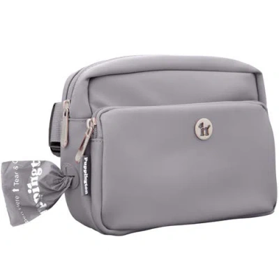 Puppington Walk Star Kit 3-in-1 Dog Walk Bag, Bowl, & Leash Plus Matching 90 Refill Dog Poop Bags In Gray