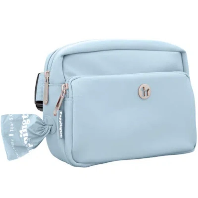 Puppington Walk Star Kit 3-in-1 Dog Walk Bag, Bowl, & Leash Plus Matching 90 Refill Dog Poop Bags In Blue