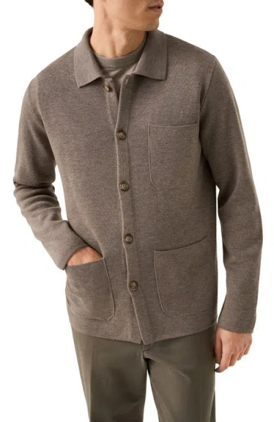 Eton Merino Wool Milano Knit Overshirt In Brown