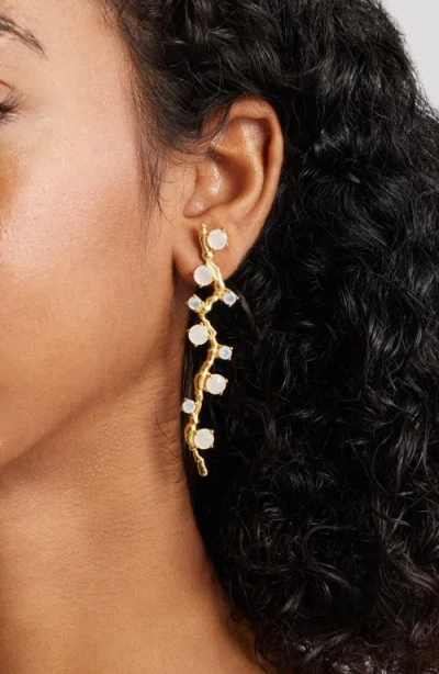 Ki-ele Sarai Moonstone & Quartz Stud Earrings In Gold