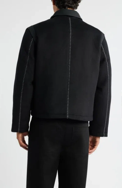 Krost Mercer Wool Blend Varsity Jacket In Black