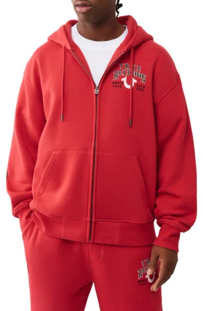 True Religion Men's Flag Zip Up Hoodie In Red