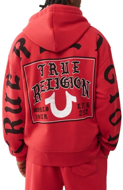 True Religion Men's Flag Zip Up Hoodie In Red
