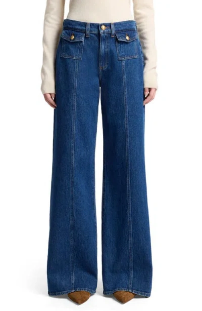 7 For All Mankind High Rise Lotta Flared Leg Jeans In Artifact In Blue