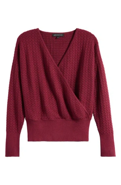 Gibsonlook Surplice V-neck Cotton Blend Pointelle Sweater In Red