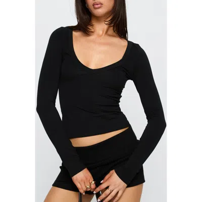 Princess Polly Your Go-to Base Layer For Endless Outfits, This Scoop-neck Top Is Made From Soft Cott In Black
