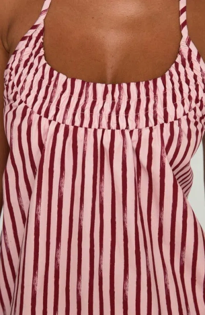 Princess Polly Your Everything Stripe Organic Cotton Halter Top In Pink