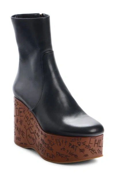 Chloé Graphic Print Ankle Boots With Platform Sole In Black