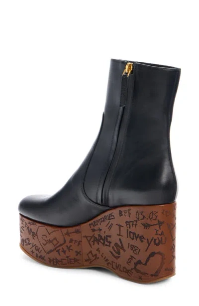 Chloé Graphic Print Ankle Boots With Platform Sole In Black