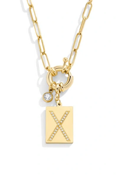 Mint & Lily Pave Initial Pendant With Paperclip Chain Necklace In Gold