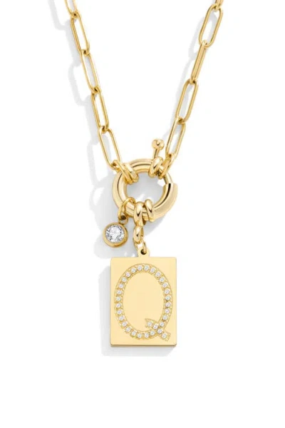Mint & Lily Pave Initial Pendant With Paperclip Chain Necklace In Gold