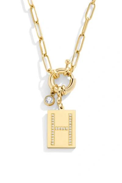 Mint & Lily Pave Initial Pendant With Paperclip Chain Necklace In Gold
