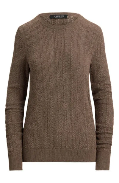 Ralph Lauren Women's Long Sleeves Pointelle-knit Sweater In Brown
