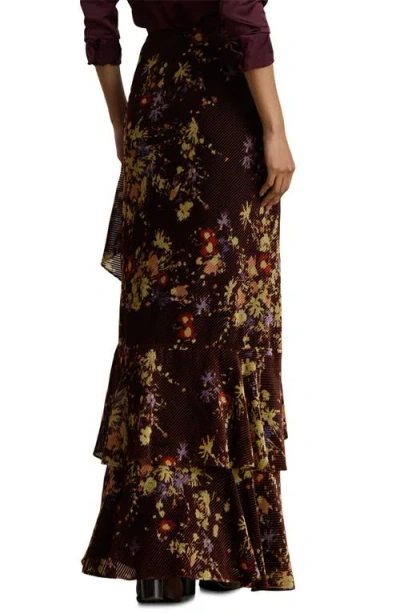 Ralph Lauren Women's Floral Print Tiered Maxi Skirt In Brown