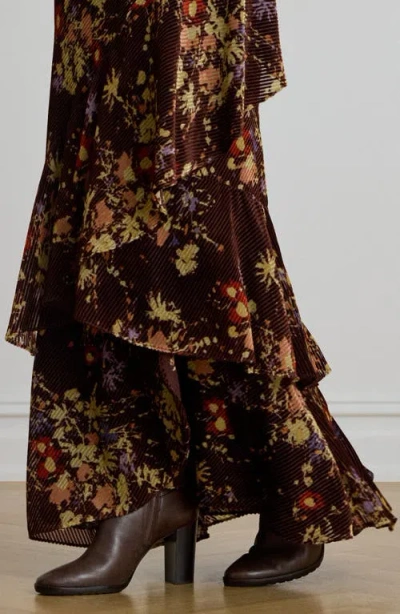 Ralph Lauren Women's Floral Print Tiered Maxi Skirt In Brown