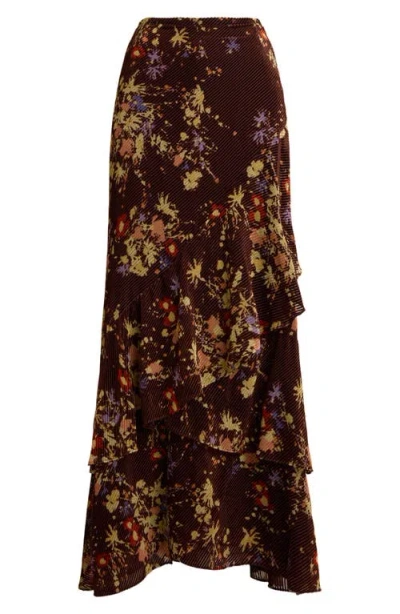 Ralph Lauren Women's Floral Print Tiered Maxi Skirt In Brown