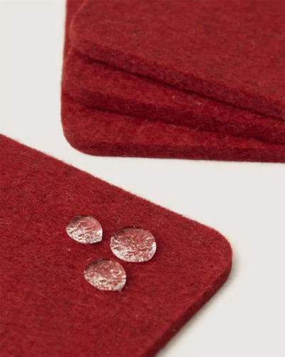 Graf & Lantz Graf Lantz Bierfilzl Merino Wool Square Coaster Solid 4 Pack In Red