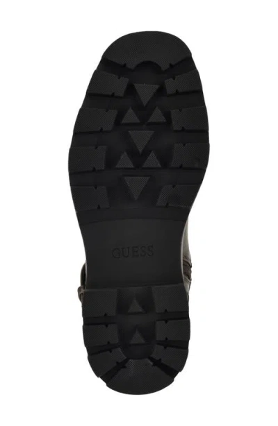 Guess Women's Lynnie Wide Calf Tall Buckle Moto Lug Boots In Brown