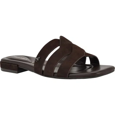 Calvin Klein Women's Tisha Slip-on Flat Sandals In Brown