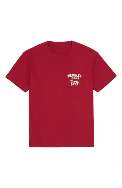 Wrangler X Coors® Embroidered Logo T-shirt In Red