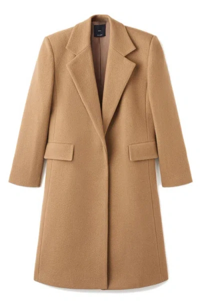 Mango Notched Lapel Wool Blend Coat In Brown