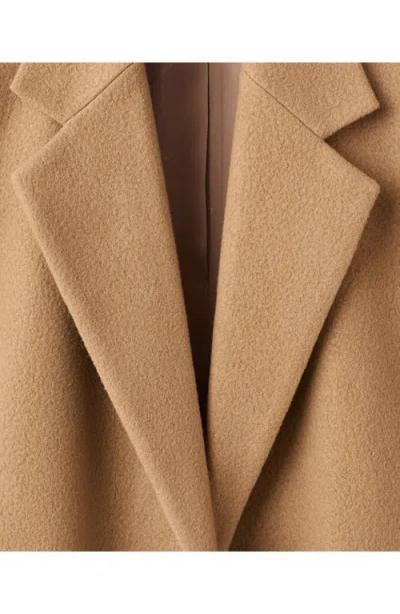 Mango Notched Lapel Wool Blend Coat In Brown