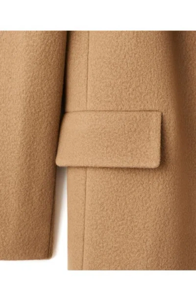 Mango Notched Lapel Wool Blend Coat In Brown