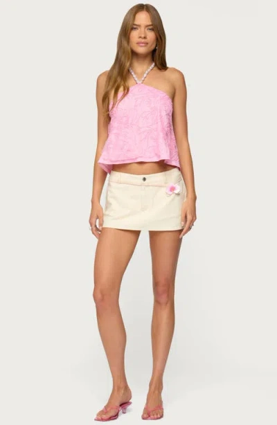 Edikted Ayva Floral Embroidered Beaded Halter Top In Purple