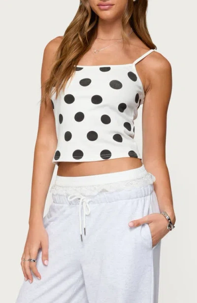 Edikted Lynne Polka Dot Cotton Camisole In White