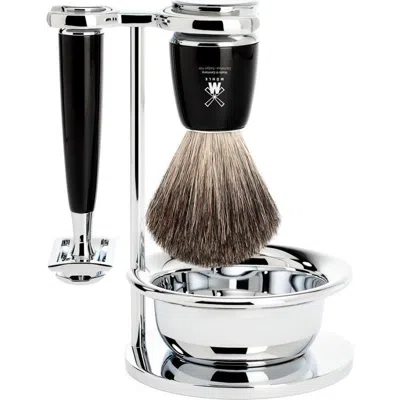Mühle Rytmo Black 4-piece Pure Badger & Safety Razor Shaving Set In Black