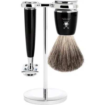 Mühle Rytmo Black 3-piece Pure Badger & Safety Razor Shaving Set In Black