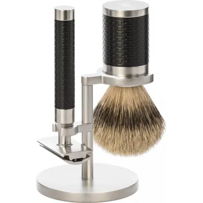 Mühle Rocca Stainless Steel & Black 3-piece Silvertip Badger & Safety Razor Shaving Set In Gray