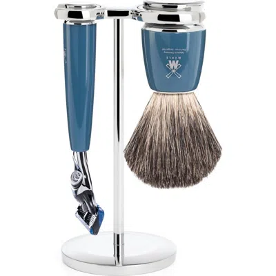 Mühle Rytmo Petrol Blue 3 Pc. Pure Badger / Fusion Shaving Set In Blue