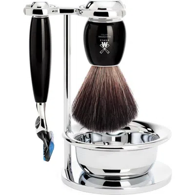 Mühle Vivo Black Resin 4-piece Black Fiber & Fusion Shaving Set In Black