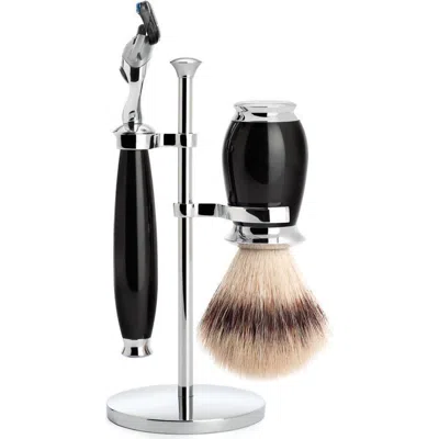 Mühle Purist Black 3-piece Silvertip Fiber & Fusion Shaving Set In Black