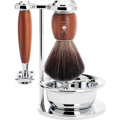 Mühle Vivo Plumwood 4-piece Black Fiber & Safety Razor Shaving Set