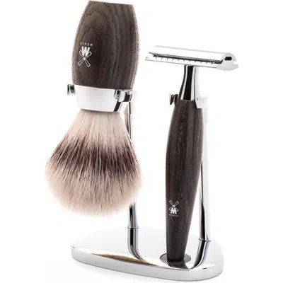 Mühle Kosmo Bog Oak 3-piece Silvertip Fiber & Safety Razor Shaving Set