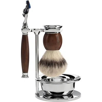 Mühle Sophist Ironwood 4-piece Silvertip Fiber & Fusion Razor Shaving Set In Brown