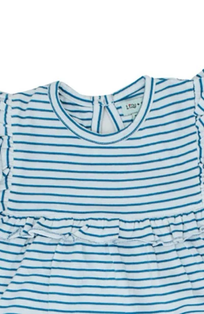 Lilly + Sid Organic Cotton Stripe Print T-shirt And Short Set In Multi