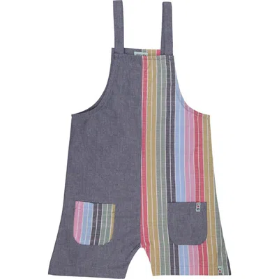 Lilly + Sid Organic Cotton Rainbow Stripe Print Jumpsuit In Multi