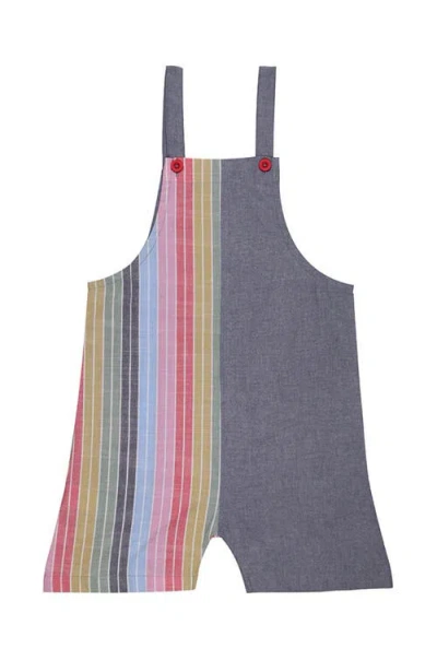 Lilly + Sid Organic Cotton Rainbow Stripe Print Jumpsuit In Multi