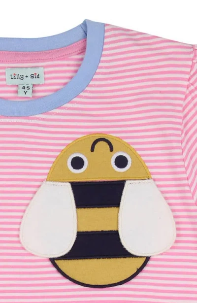 Lilly + Sid Organic Cotton Lilly And Sid And Stripe Print T-shirts In Multi