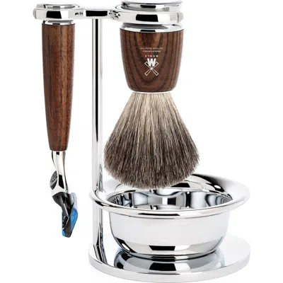 Mühle Rytmo Steamed Ash 4-piece Pure Badger & Fusion Shaving Set