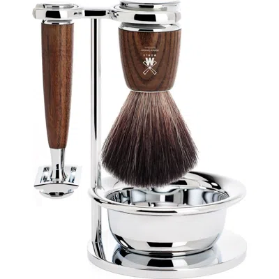 Mühle Rytmo Steamed Ash 4-piece Black Fiber & Safety Razor Shaving Set