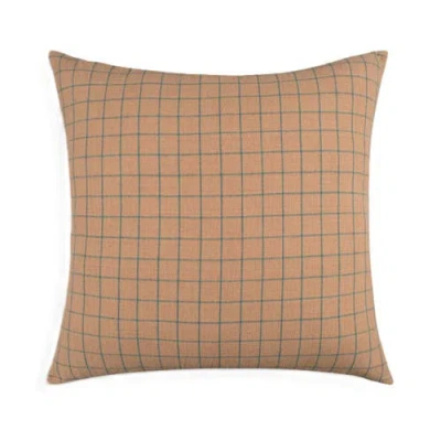 Naki & Ssam Rustic Elegance Brown Throw Pillow With Grid Pattern In Brown