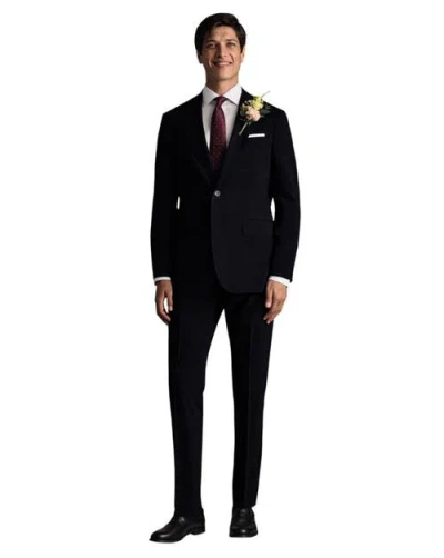 Charles Tyrwhitt Windowpane Slim Fit Jacket In Black